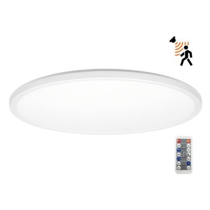 Luminaire de salle de bains avec détecteur de mouvement et crépusculaire NIVERA LED/32W/230V IP54 3000/4000/6000K d. 42 cm blanc + Télécommande