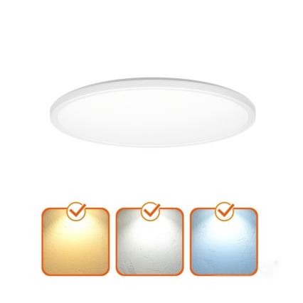 Luminaire de salle de bains avec détecteur de mouvement et crépusculaire NIVERA LED/32W/230V IP54 3000/4000/6000K d. 42 cm blanc + Télécommande