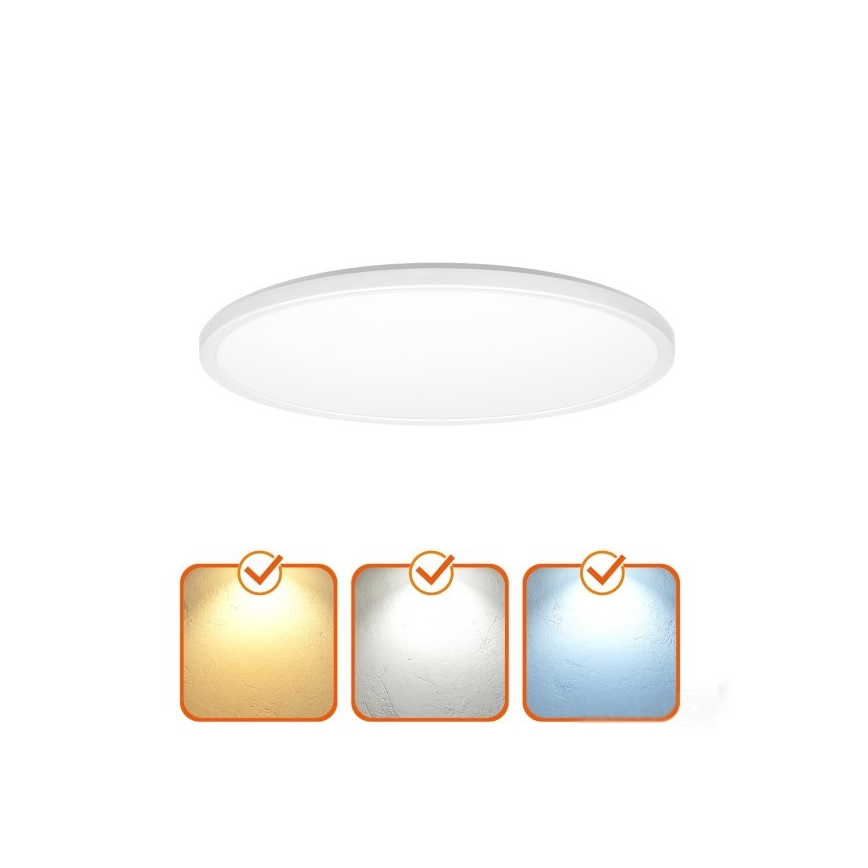 Luminaire de salle de bains avec détecteur de mouvement et crépusculaire NIVERA LED/32W/230V IP54 3000/4000/6000K d. 42 cm blanc + Télécommande