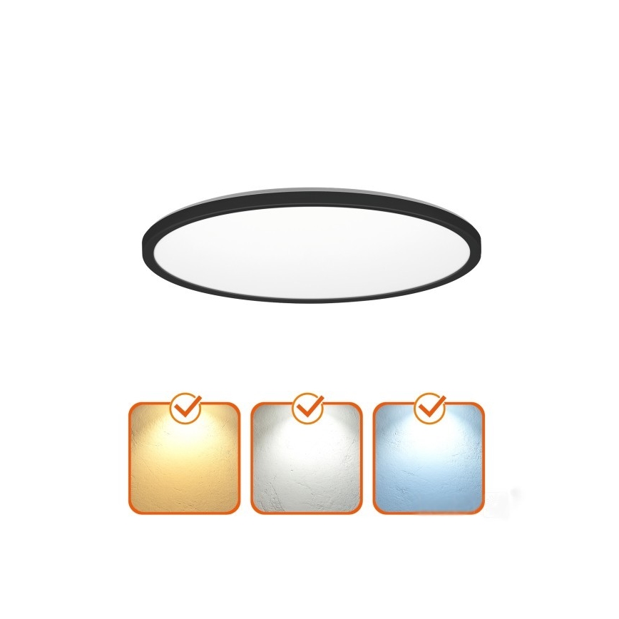 Luminaire de salle de bains avec détecteur de mouvement et crépusculaire NIVERA LED/32W/230V IP54 3000/4000/6000K d. 42 cm noir + Télécommande