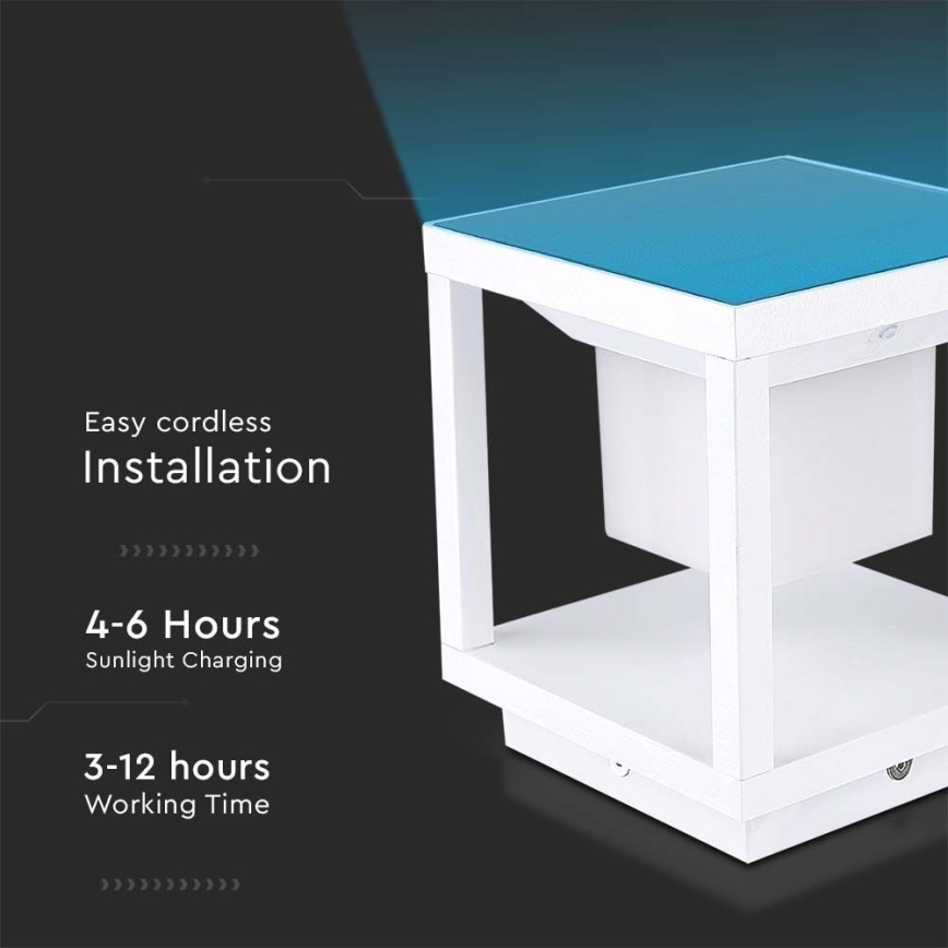 Luminaire solaire avec détecteur LED/2W/5,5V 3000K IP65 blanc