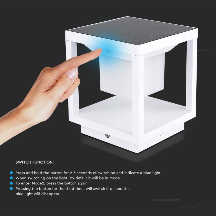 Luminaire solaire avec détecteur LED/2W/5,5V 3000K IP65 blanc