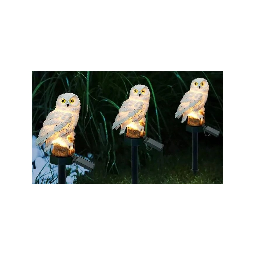 Luminaire décoratif solaire LED avec capteur, 6 LED / 1,2 V, 3000 K, 40 cm, 600 mAh, IP44, en forme de chouette