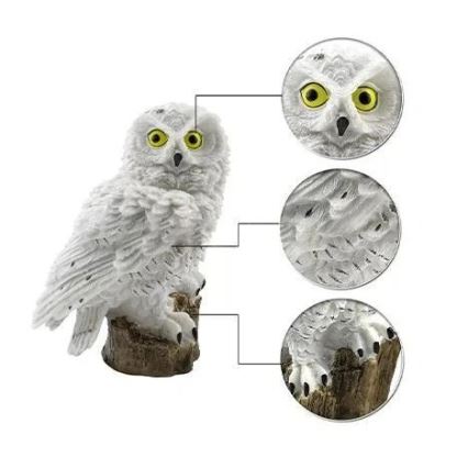 Luminaire décoratif solaire LED avec capteur, 6 LED / 1,2 V, 3000 K, 40 cm, 600 mAh, IP44, en forme de chouette