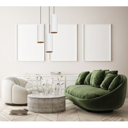 Deckenleuchte an Seil AVALO 3xE27/60W/230V Ø 35 cm weiß/kupferfarben