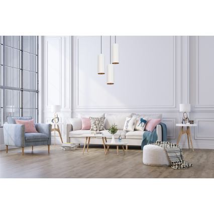 Deckenleuchte an Seil AVALO 3xE27/60W/230V Ø 35 cm weiß/kupferfarben