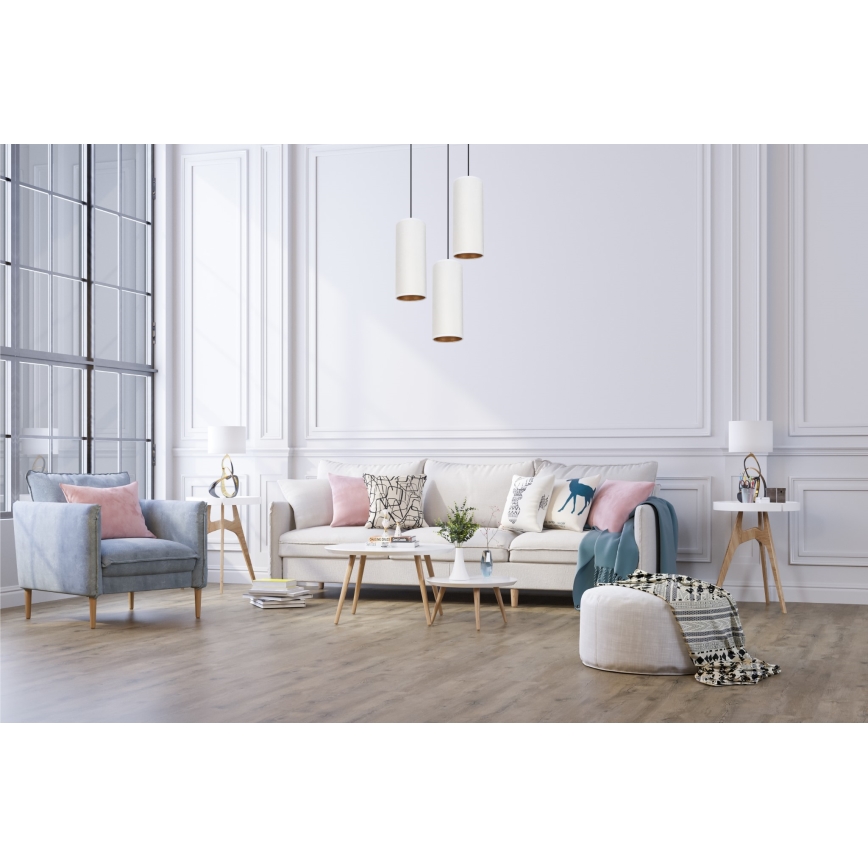 Deckenleuchte an Seil AVALO 3xE27/60W/230V Ø 35 cm weiß/kupferfarben