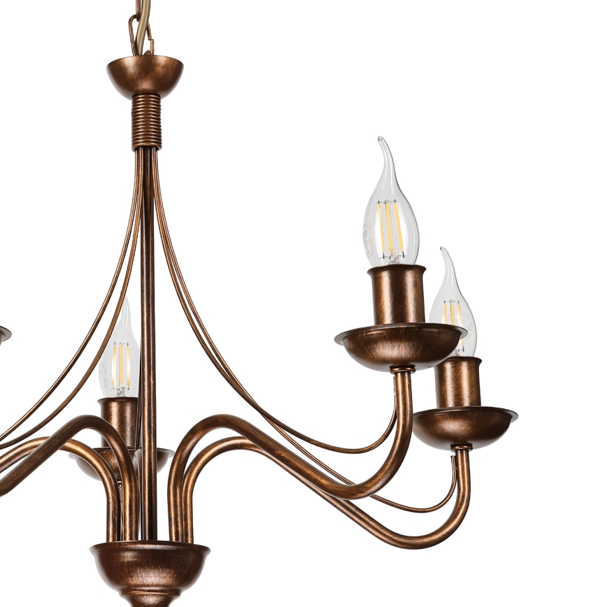 Lustre à chaîne ANTON 5xE14/15W/230V, bronze