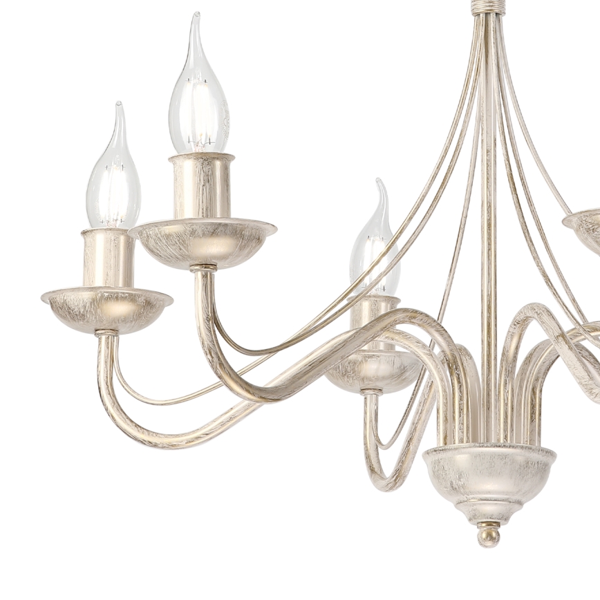 Lustre à chaîne ANTON 6xE14/60W/230V patine blanche