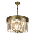 Lustre à chaîne CRYSTALLINE 6xE27/40W/230V en bronze