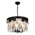 Lustre à chaîne CRYSTALLINE 6xE27/40W/230V en noir
