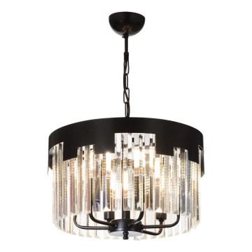 Lustre à chaîne CRYSTALLINE 6xE27/40W/230V en noir