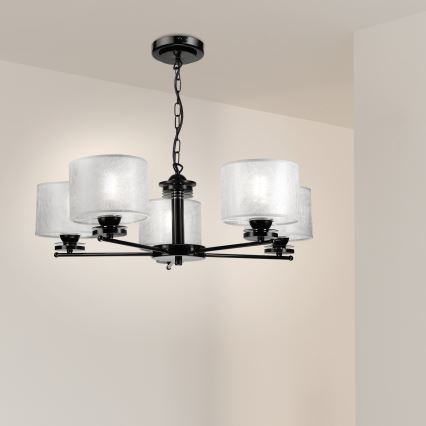 Lustre à chaîne ROSA 5xE27/60W/230V noir/gris