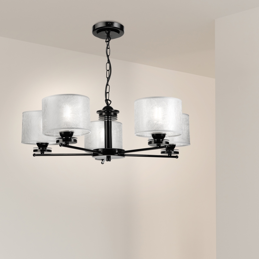 Lustre à chaîne ROSA 5xE27/60W/230V noir/gris