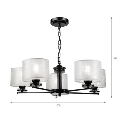 Lustre à chaîne ROSA 5xE27/60W/230V noir/gris