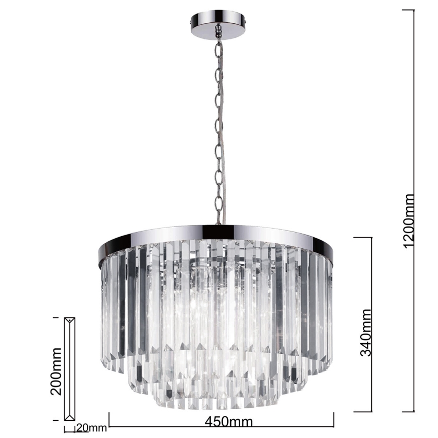 Lustre à chaîne VETRO 5xE14/60W/230V chrome brillant