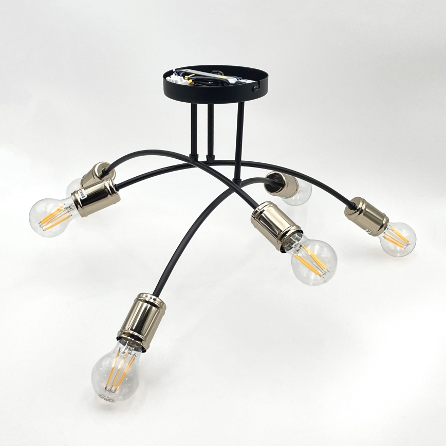 Lustre à montage en saillie ANYA 6xE27/15W/230V noir/doré