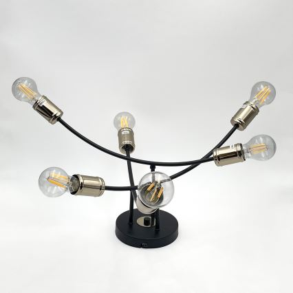 Lustre à montage en saillie ANYA 6xE27/15W/230V noir/doré