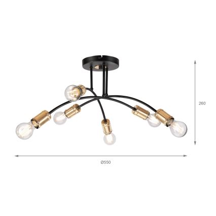 Lustre à montage en saillie ANYA 6xE27/15W/230V noir/doré