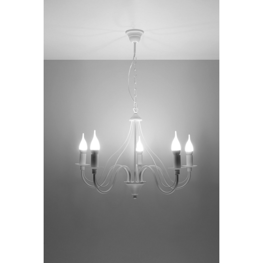 Lustre avec chaîne MINERWA 5 5xE14/40W/230V blanc