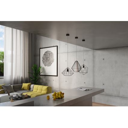 Lustre avec fil DEMI 1xE27/60W/230V noir/blanc