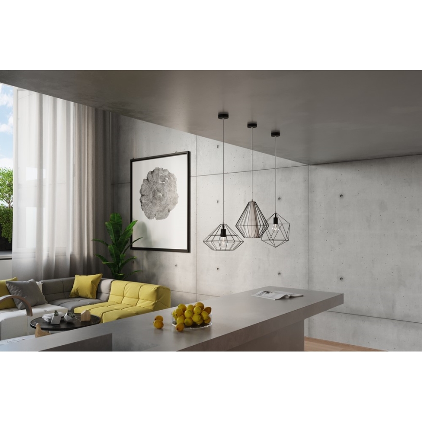 Lustre avec fil DEMI 1xE27/60W/230V noir/blanc