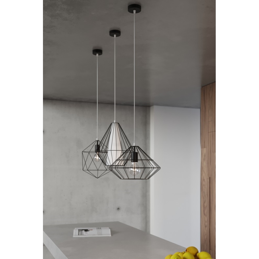 Lustre avec fil DEMI 1xE27/60W/230V noir/blanc