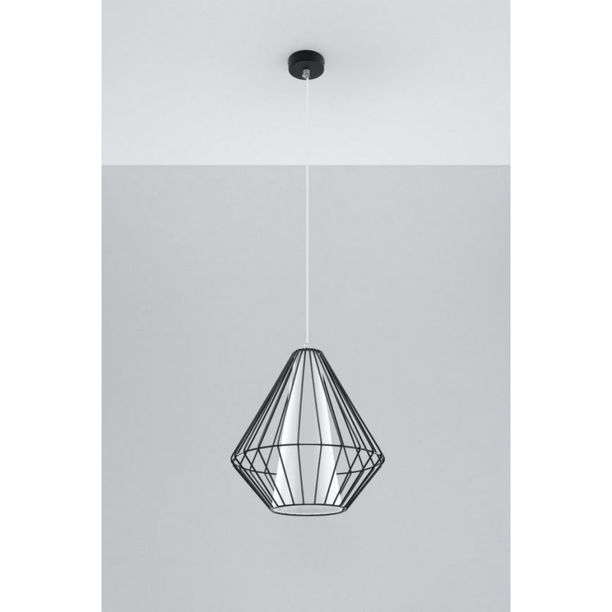 Lustre avec fil DEMI 1xE27/60W/230V noir/blanc