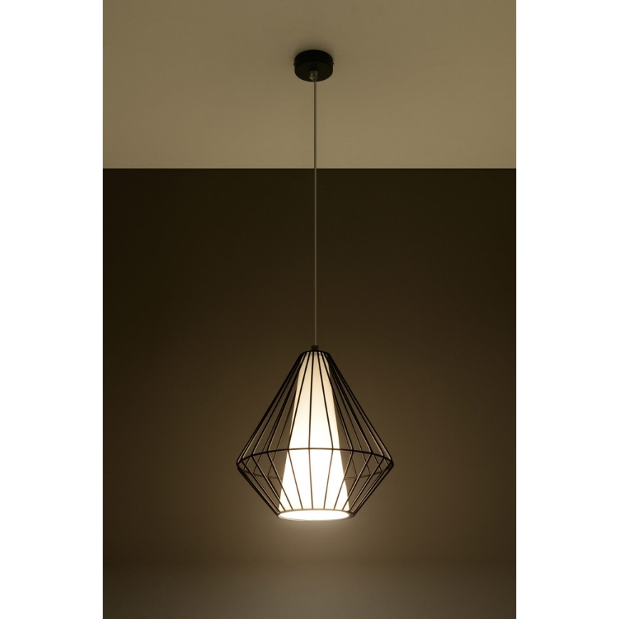 Lustre avec fil DEMI 1xE27/60W/230V noir/blanc