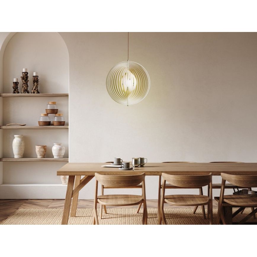 Lustre en bois sur câble 1xE27/60W/230V Ø 50 cm massif/placage/hévéa