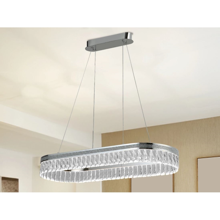 Lustre LED dimmable en cristal sur câble THALIA LED/50W/230V 3000-6000K + télécommande