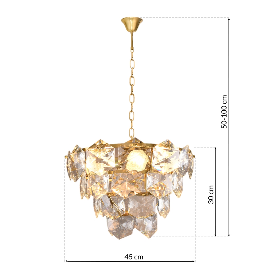 Lustre en cristal sur chaîne DIANA 6xE14/40W/230V Doré