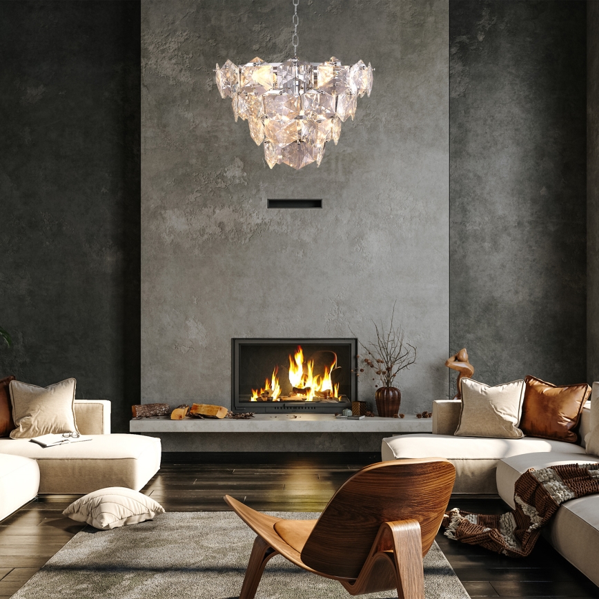 Lustre en cristal sur chaîne DIANA 6xE14/40W/230V mat chrome