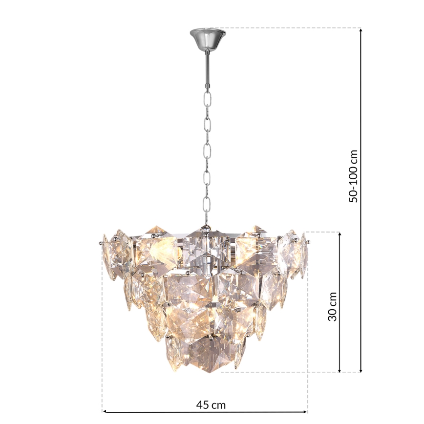 Lustre en cristal sur chaîne DIANA 6xE14/40W/230V mat chrome