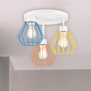 Lustre fixé au plafond AUDREY 3xE27/60W/230V multicolore