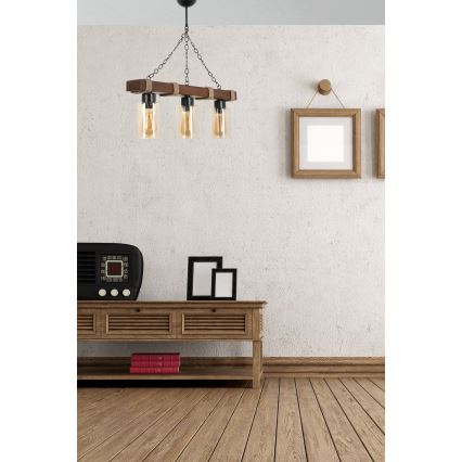 Lustre JASMIN suspendu sur chaîne 3xE27/40W/230V marron/beige