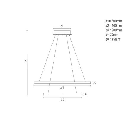 Suspension LED dimmable sur câble LED/55W/230V 3000-6500K Ø 60 cm + télécommande