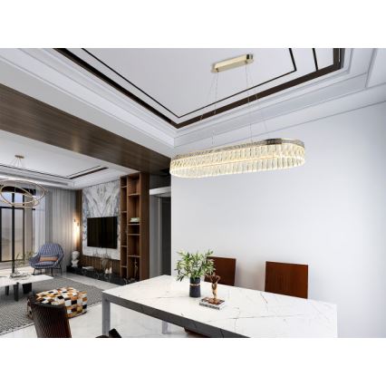 Lustre LED dimmable en cristal suspendu sur câble THALIA LED/50W/230V 3000-6000K + télécommande