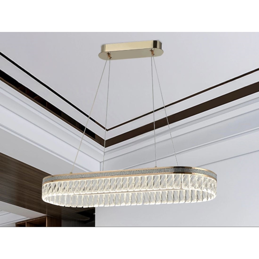 Lustre LED dimmable en cristal suspendu sur câble THALIA LED/50W/230V 3000-6000K + télécommande
