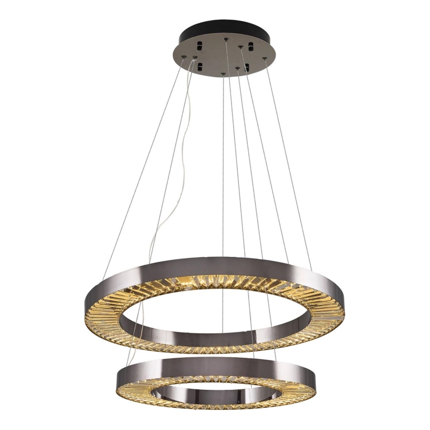 Lustre LED sur câble JESI — 140 W, 230 V, 3000 K, Ø 100 cm, finition argentée