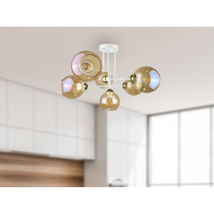 Lustre MONDE WHITE 6xE27/60W/230V