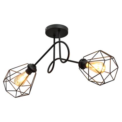 Lustre monté en surface KARO 2xE27/15W/230V noire