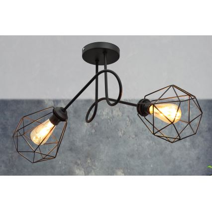 Lustre monté en surface KARO 2xE27/15W/230V noire