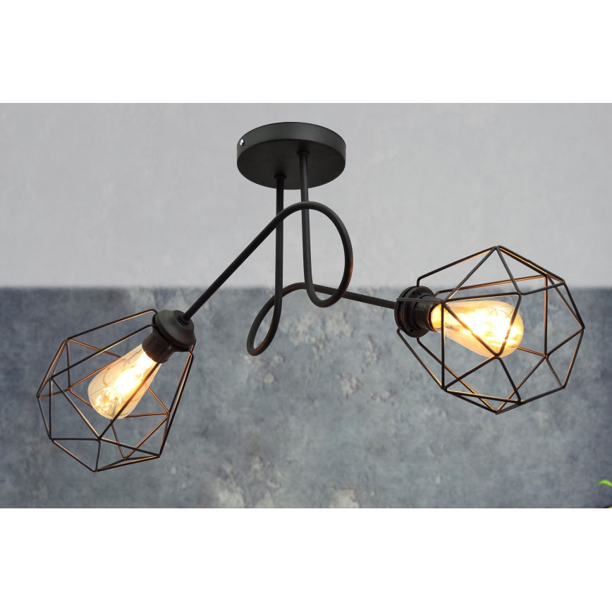 Lustre monté en surface KARO 2xE27/15W/230V noire