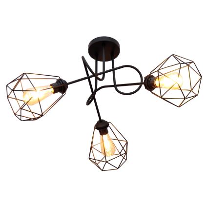 Lustre monté en surface KARO 3xE27/15W/230V noir