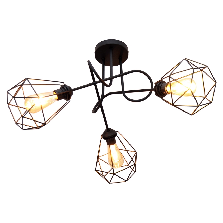Lustre monté en surface KARO 3xE27/15W/230V noir