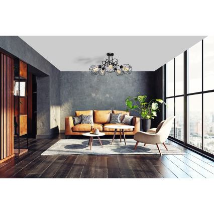 Lustre monté en surface KARO 5xE27/15W/230V noire