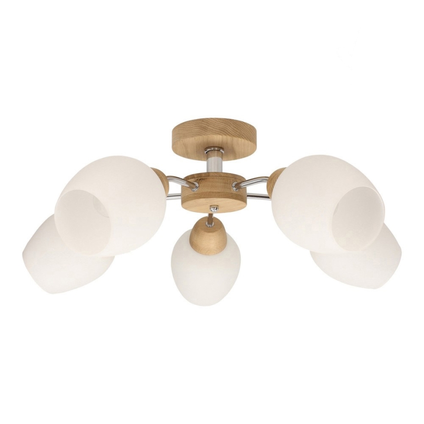 Lustre monté en surface PARMA 5xE27/40W/230V chêne - certifié FSC
