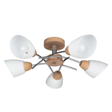 Lustre monté en surface VILETTA 5xE27/40W/230V chêne - certifié FSC