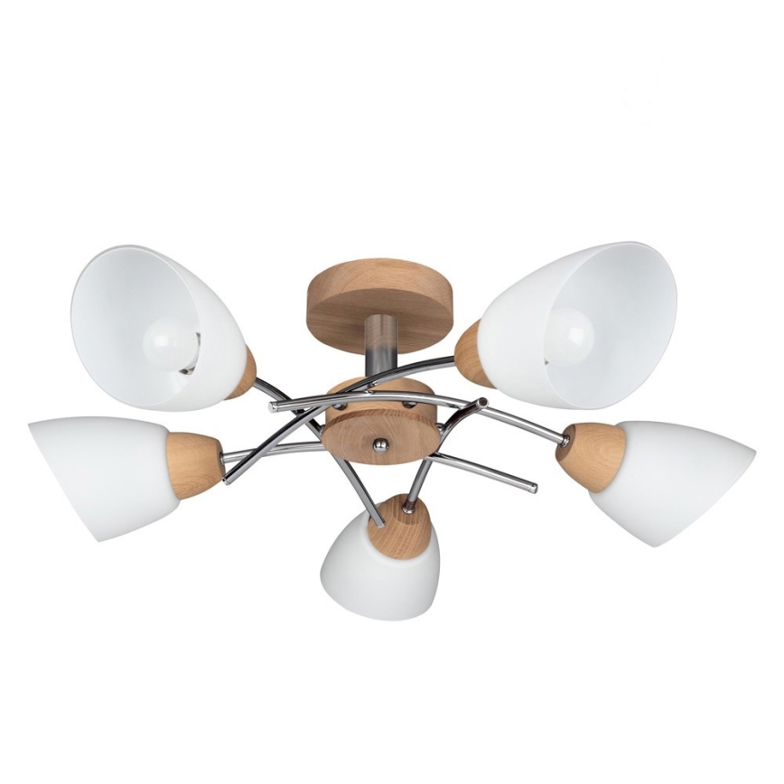 Lustre monté en surface VILETTA 5xE27/40W/230V chêne - certifié FSC